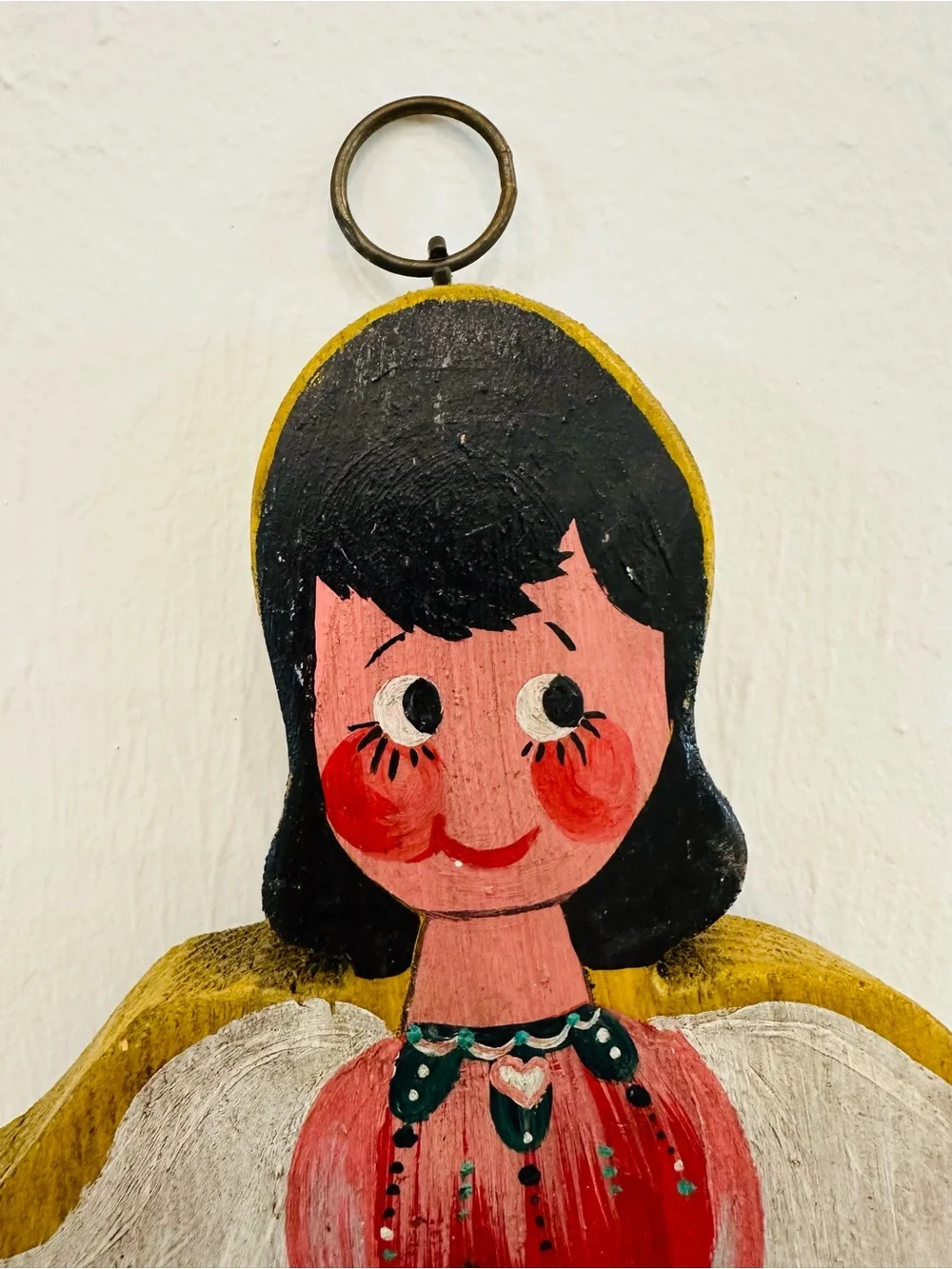 Vintage Hand-Painted Wooden Angel Wall Decor